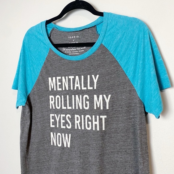 Torrid Mentally Rolling My Eyes Classic Fit Raglan Tee - Picture 4 of 9